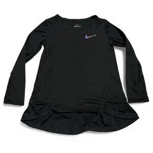 Nike Dri-fit Kids Black Long Sleeve Shirt with Logo